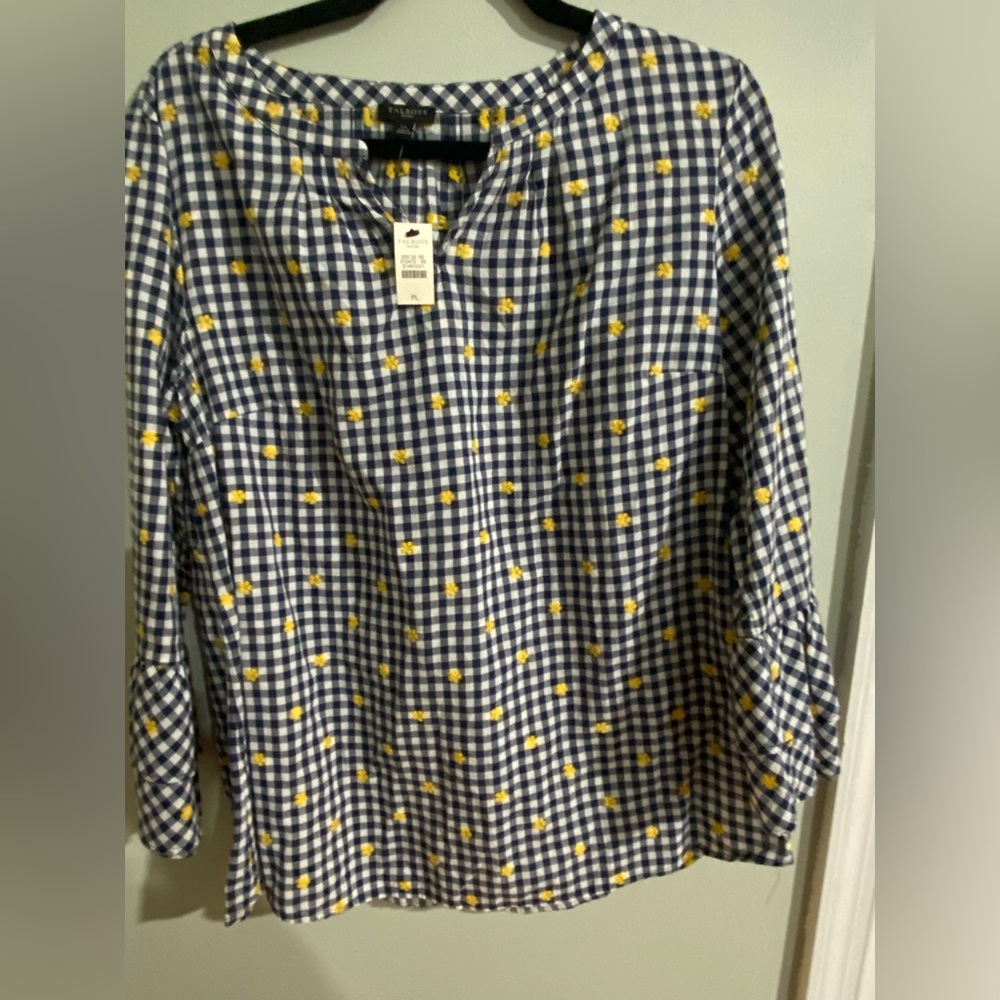 Women's Blue and Yellow Gingham Top